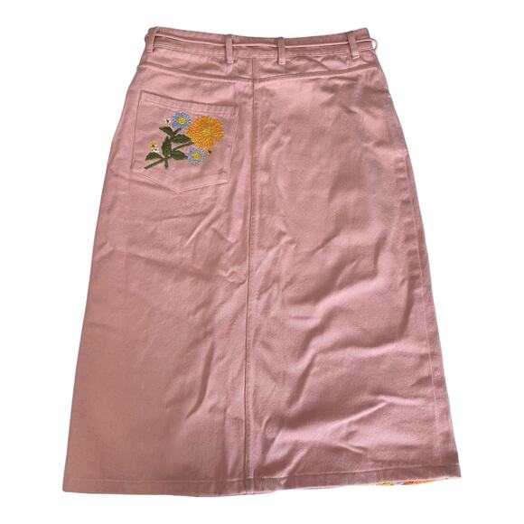 Hannah ArtWear Paula Skirt Embroidered Flower Denim Skirt Sz Small Cottage Core - Picture 2 of 7